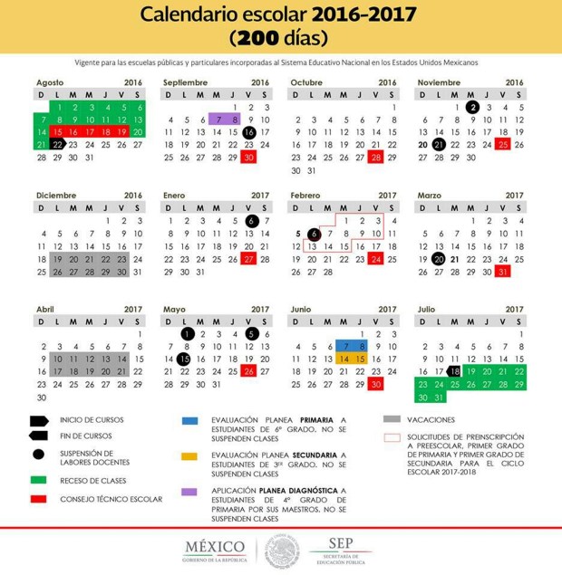 CALENDARIO ESCOLAR 2016-2017